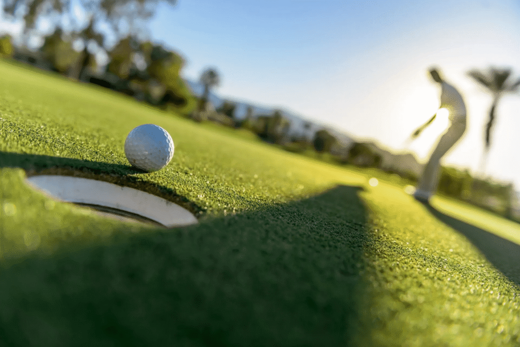 golfer with ball near hole